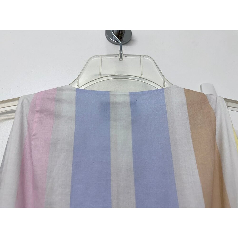 Akris Pastel Stripe Bars Print Shirt Dress Midi Pleated Colorblock Variazioni 8 - Picture 11 of 15